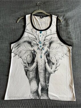 Soul Elephant Men's Medium White Tank Top - Electro Threads